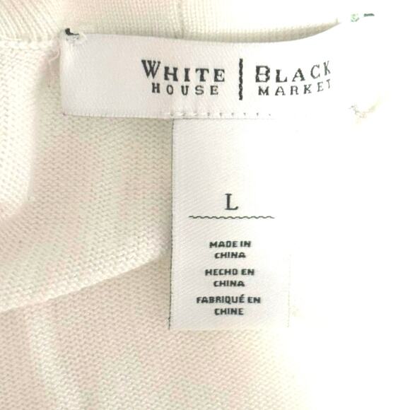 WHBM Cardigan - White with Gold Button Detail - Size Large - Medium-Long Length - Picture 4 of 9